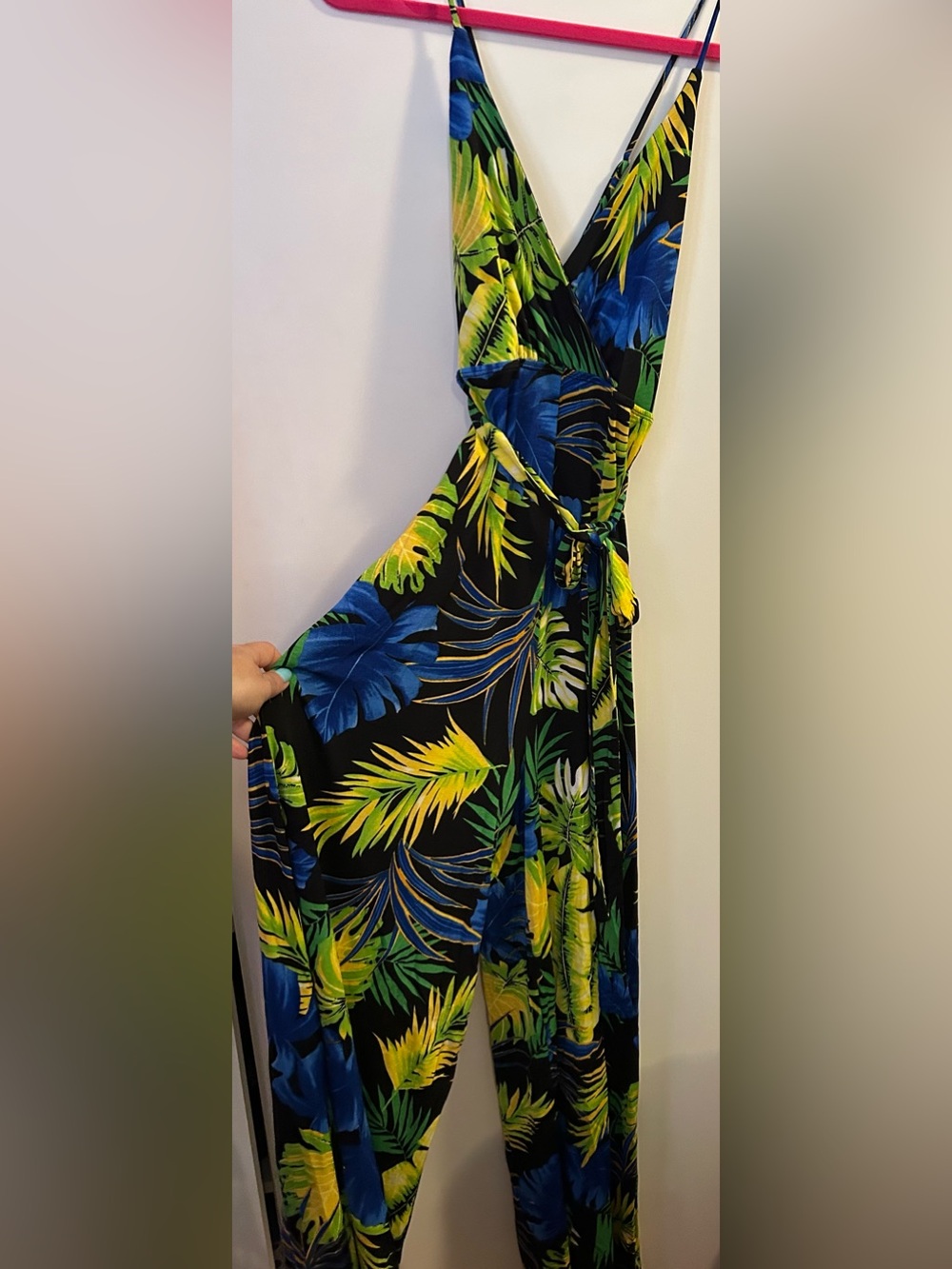 Stretchy tropical pants romper